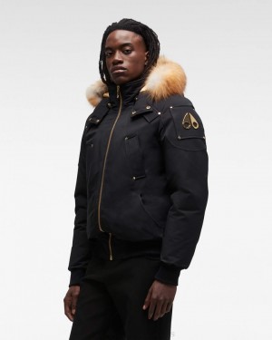 Moose Knuckles Gold Ballistic Bomber Fur Bomberjack Heren Zwart Goud | JLY742903