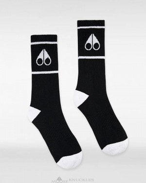 Moose Knuckles Logo Icon Socks Sokken Dames Zwart Wit | RCM219750