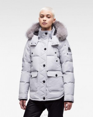 Moose Knuckles Onyx Anguille Jacket Jassen Dames Gray Birch / Frost Fox Fur | XPO819234