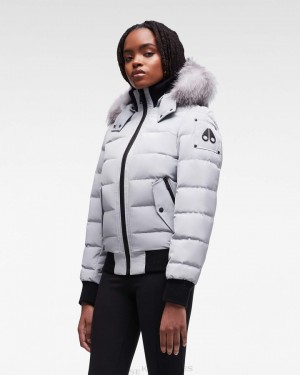 Moose Knuckles Onyx Ladriere Bomber Bomberjack Dames Gray Birch / Frost Fox Fur | HDP245603