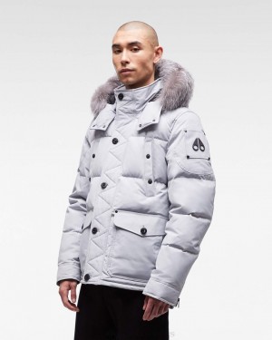 Moose Knuckles Onyx Round Island Jacket Jassen Heren Gray Birch / Frost Fox Fur | JRY485690