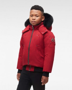 Moose Knuckles Original Bomber Fur Bomberjack Kinderen Dieprood Zwart | FOX216837