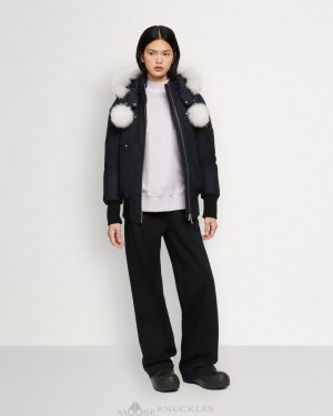 Moose Knuckles Original Debbie Bomber Shearling Bomberjack Dames Donkerblauw | XMS291457