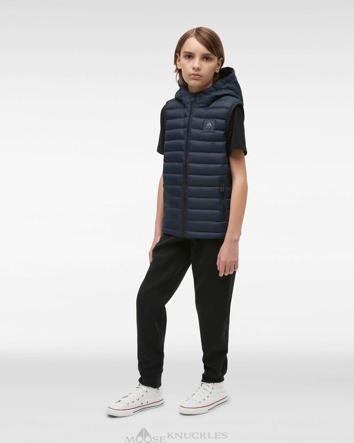 Moose Knuckles Air Down Vest Vest Kinderen Donkerblauw | WTH641375