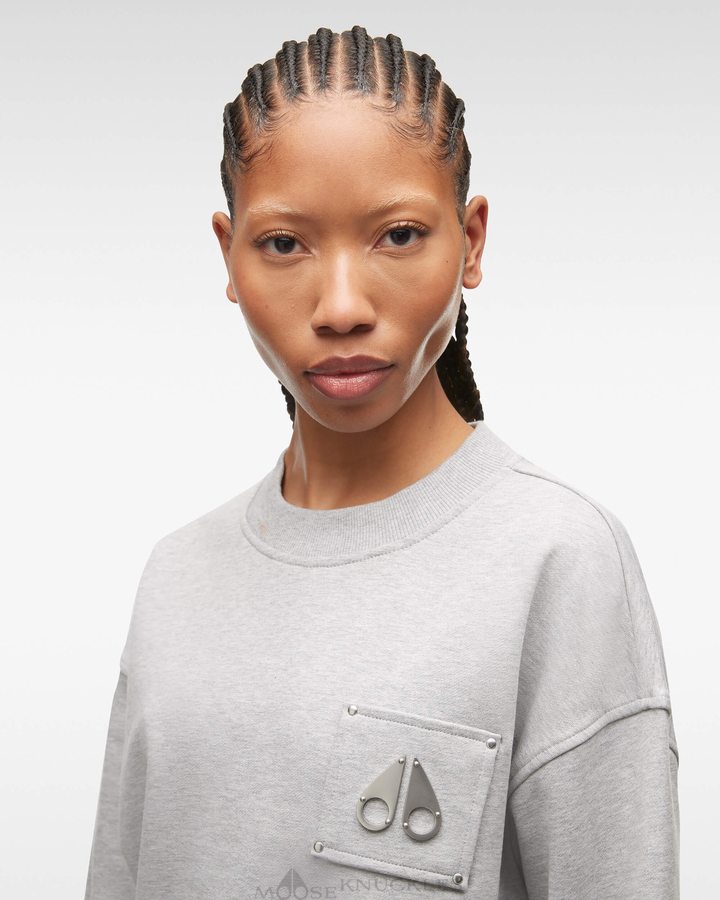 Moose Knuckles Brooklyn Crew Neck Sweatshirts Dames Grijs | XDY257938