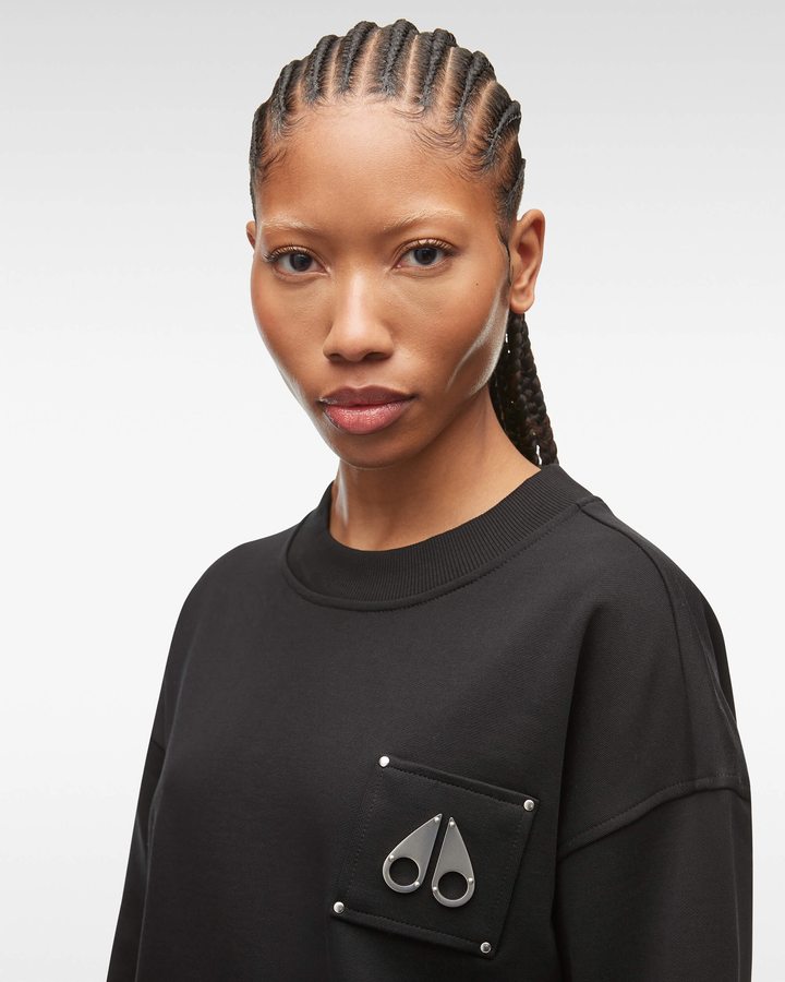 Moose Knuckles Brooklyn Crew Neck Sweatshirts Dames Zwart | FWK865273