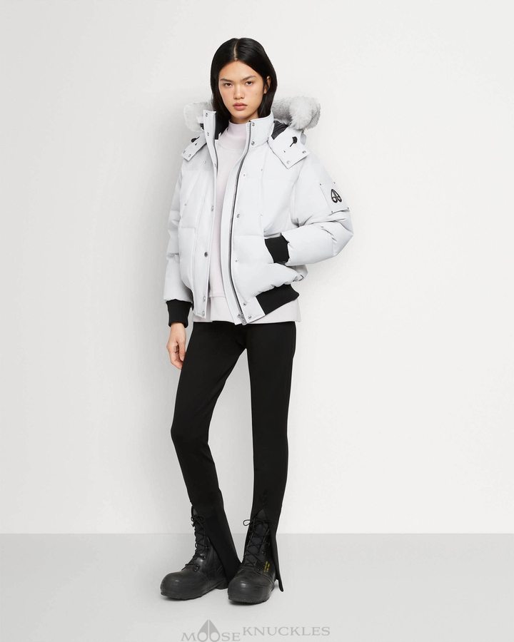 Moose Knuckles Cloud Bomber Shearling Bomberjack Dames Nimbus Cloud / Natural Shearling | RUN943517