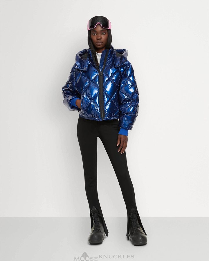 Moose Knuckles Flightweight Glossy Bankhead Bomber Bomberjack Dames Cobalt | NFH749618