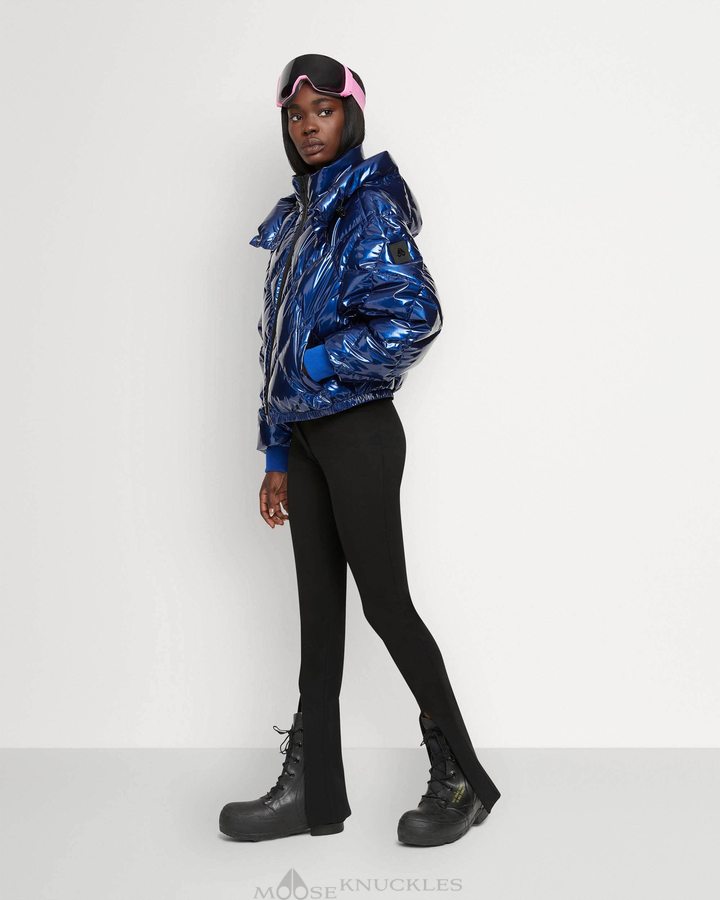 Moose Knuckles Flightweight Glossy Bankhead Bomber Bomberjack Dames Cobalt | NFH749618