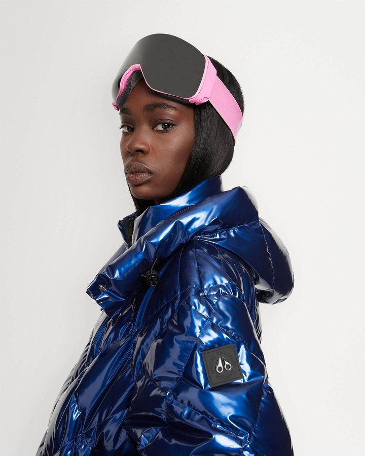 Moose Knuckles Flightweight Glossy Bankhead Bomber Bomberjack Dames Cobalt | NFH749618