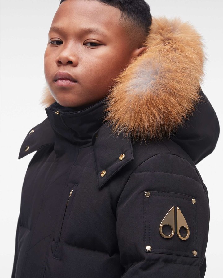 Moose Knuckles Gold 3q Fur Jassen Kinderen Zwart Goud | ECF196250