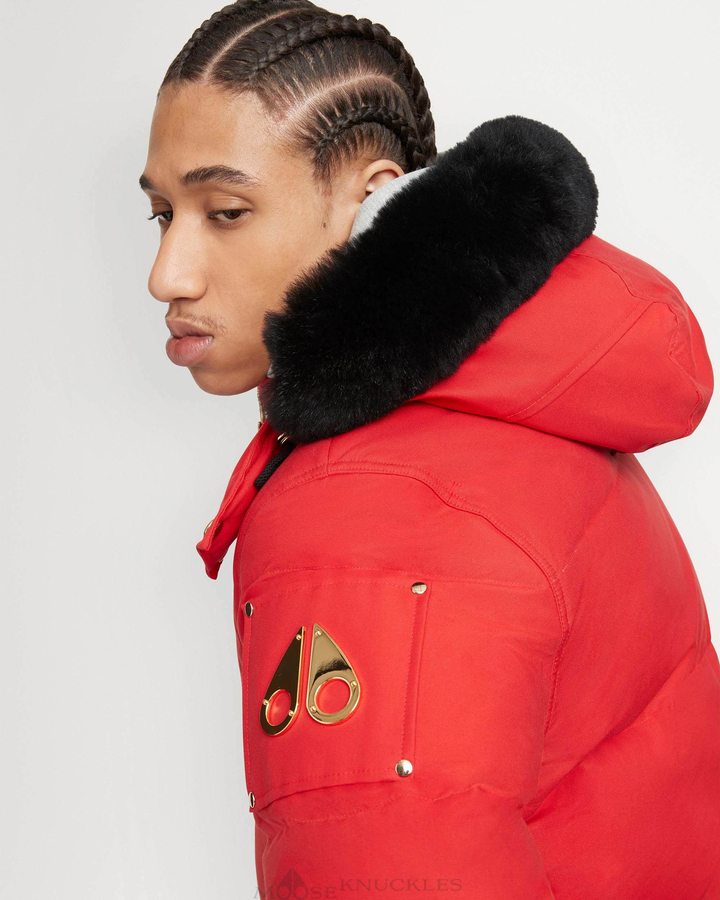 Moose Knuckles Gold 3q Jacket Shearling Jassen Heren Rood Zwart | YHQ481279