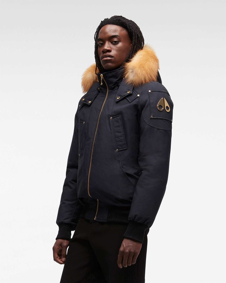 Moose Knuckles Gold Ballistic Bomber Fur Bomberjack Heren Donkerblauw Goud | PDG285419