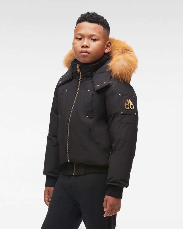 Moose Knuckles Gold Bomber Fur Bomberjack Kinderen Zwart Goud | JWH547039