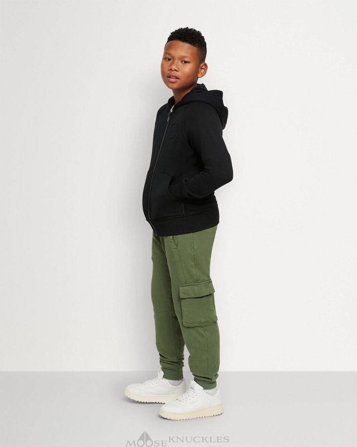 Moose Knuckles Kennedy Zip Hoodie Hoodie Kinderen Zwart | QJW576298