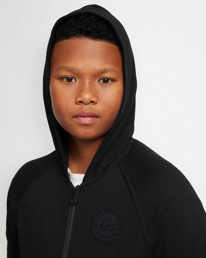 Moose Knuckles Kennedy Zip Hoodie Hoodie Kinderen Zwart | QJW576298