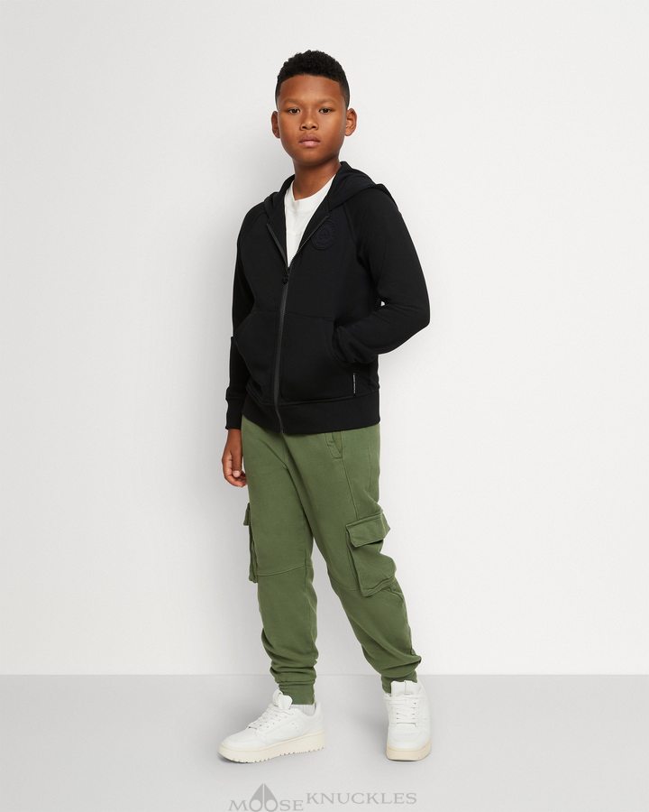 Moose Knuckles Kennedy Zip Hoodie Hoodie Kinderen Zwart | QJW576298