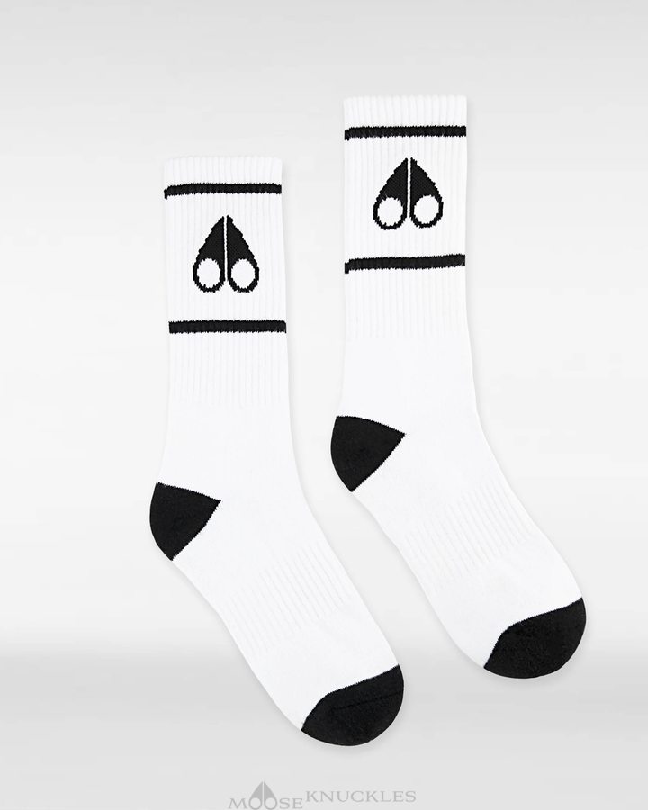 Moose Knuckles Logo Icon Socks Sokken Dames Wit Zwart | GMZ761348