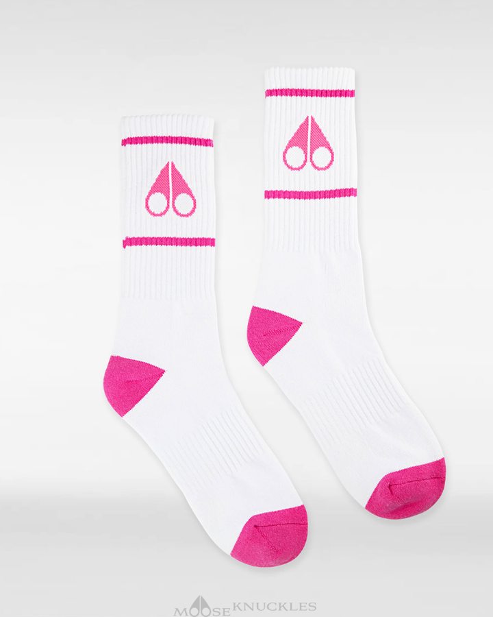 Moose Knuckles Logo Icon Socks Sokken Dames Wit Roze | UYN198635