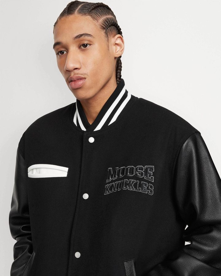 Moose Knuckles Moose Varsity Bomber Bomberjack Heren Zwart Zwart | WFK523981