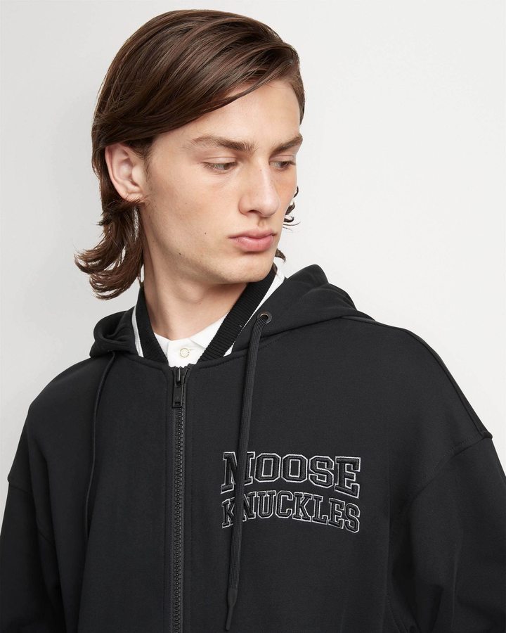 Moose Knuckles Moose Varsity Hoodie Sweatshirts Heren Zwart | WUL892631