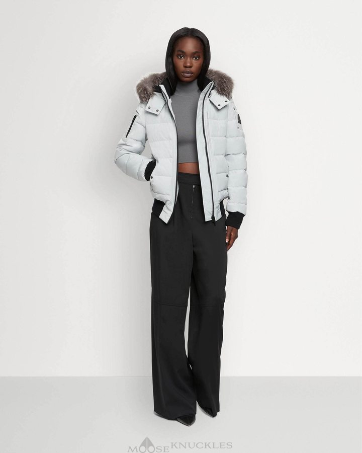 Moose Knuckles Onyx Ladriere Bomber Shearling Bomberjack Dames Grijs | NYM126579