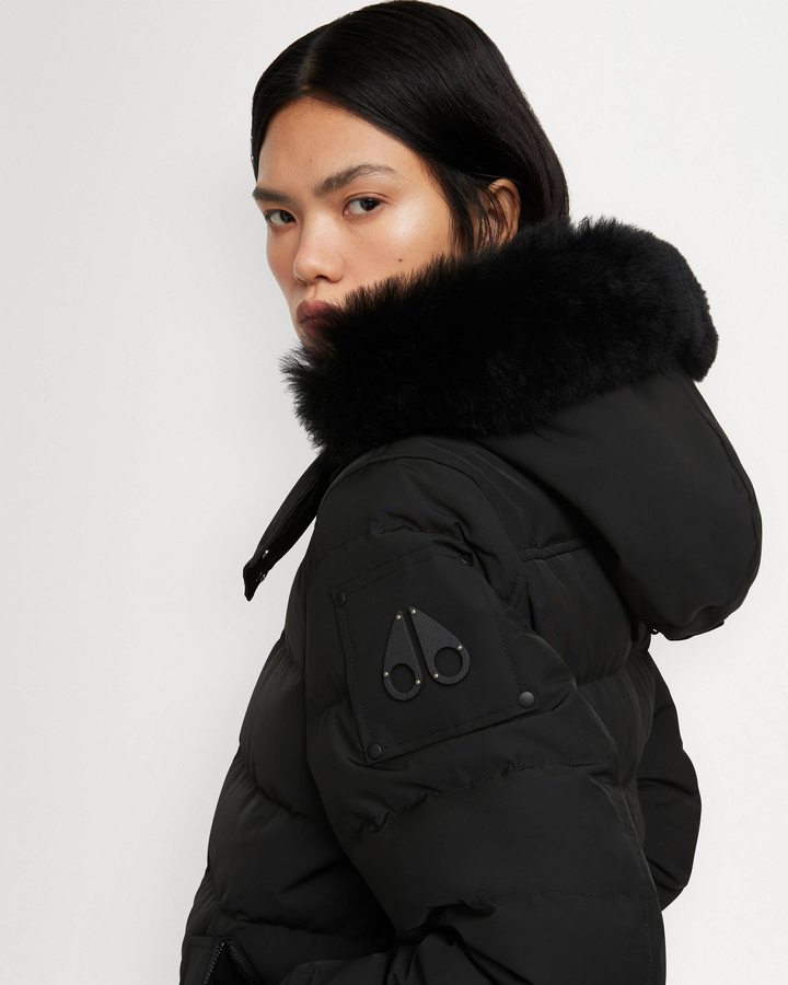 Moose Knuckles Onyx Ladriere Bomber Shearling Bomberjack Dames Zwart Zwart | YRN895620