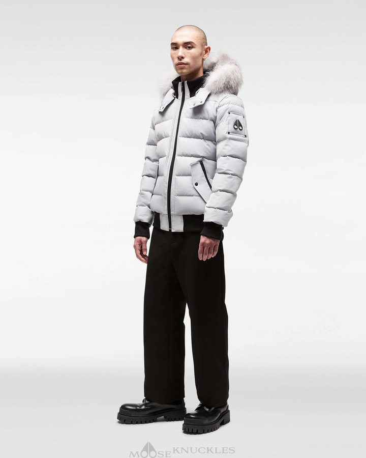 Moose Knuckles Onyx Scotchtown Bomber Bomberjack Heren Gray Birch / Frost Fox Fur | SXP978310