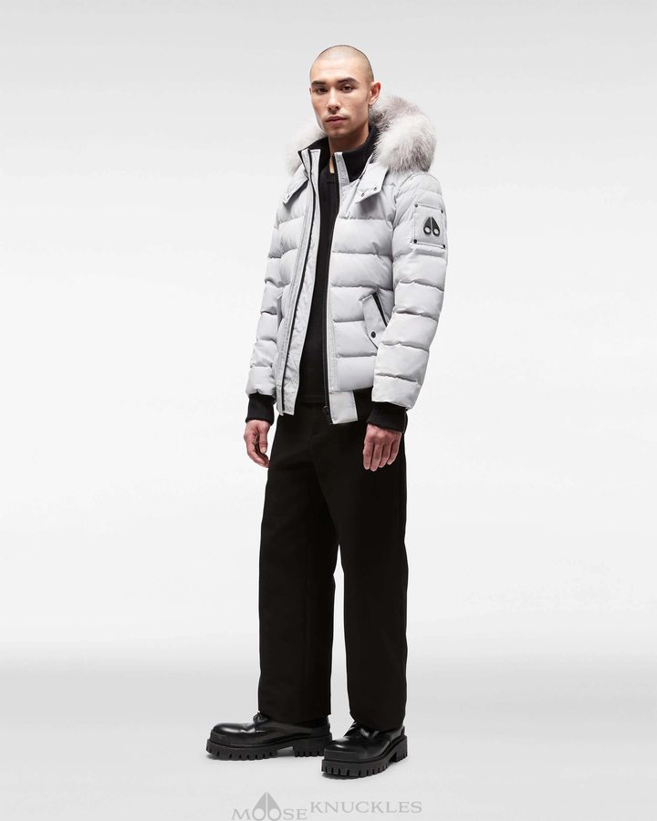 Moose Knuckles Onyx Scotchtown Bomber Bomberjack Heren Gray Birch / Frost Fox Fur | SXP978310