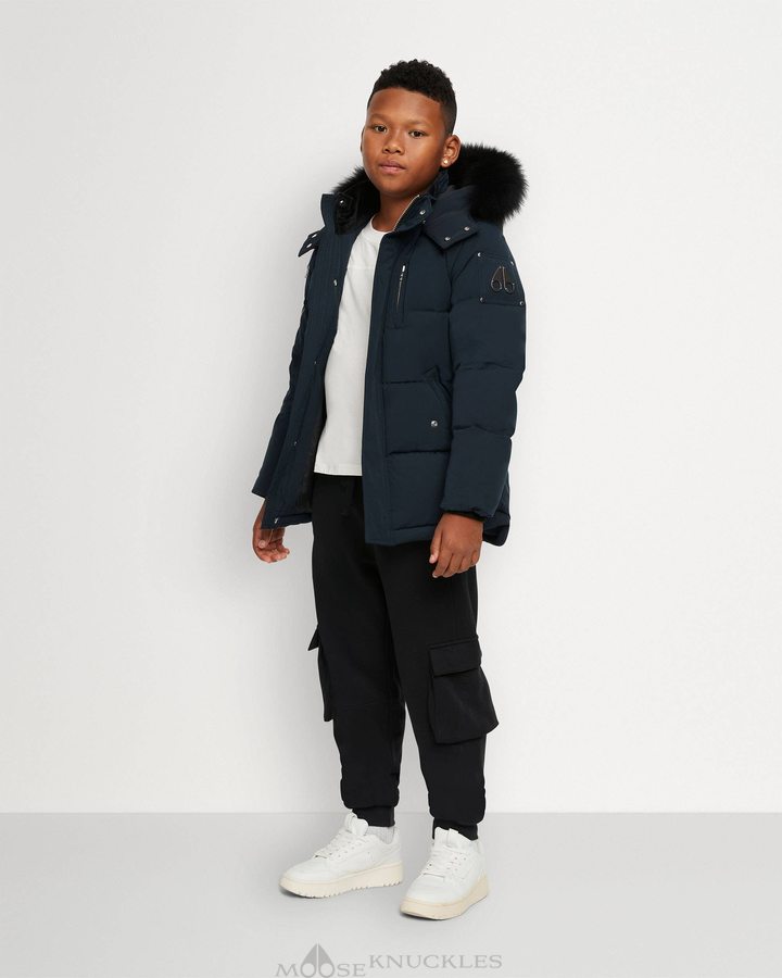 Moose Knuckles Original 3q Shearling Jassen Kinderen Donkerblauw Zwart | XAD973805