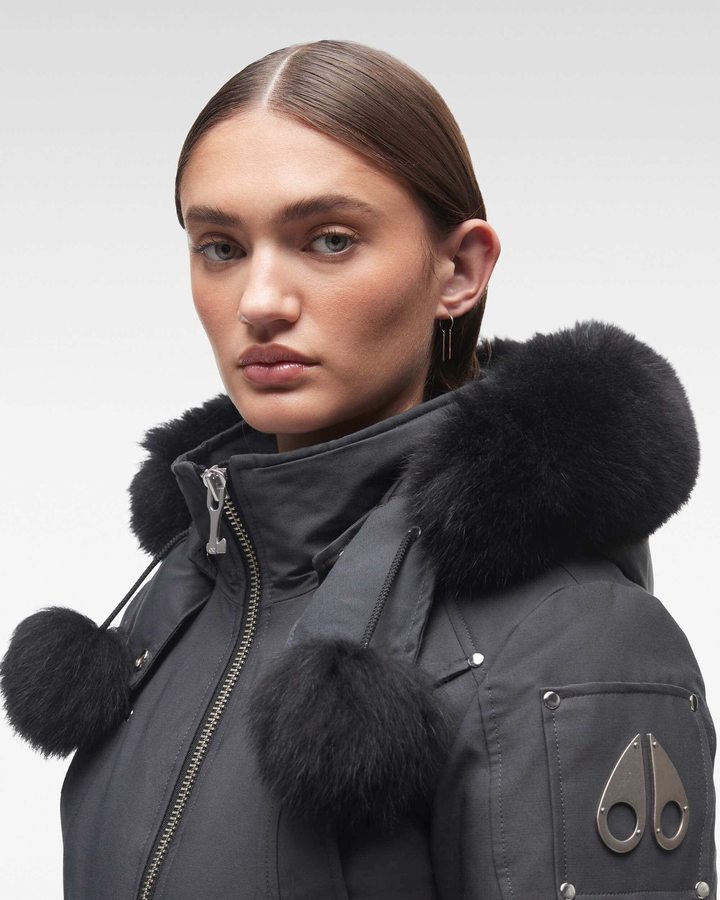 Moose Knuckles Original Debbie Bomber Fur Bomberjack Dames Zwart | TPU681527