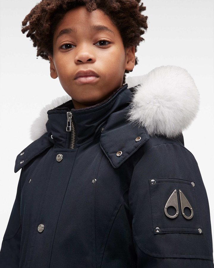 Moose Knuckles Original Parka Fur Parkas Kinderen Donkerblauw | EBW175468