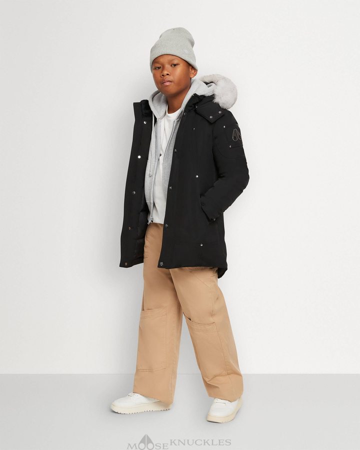 Moose Knuckles Original Parka Shearling Parkas Kinderen Zwart | DIL894167