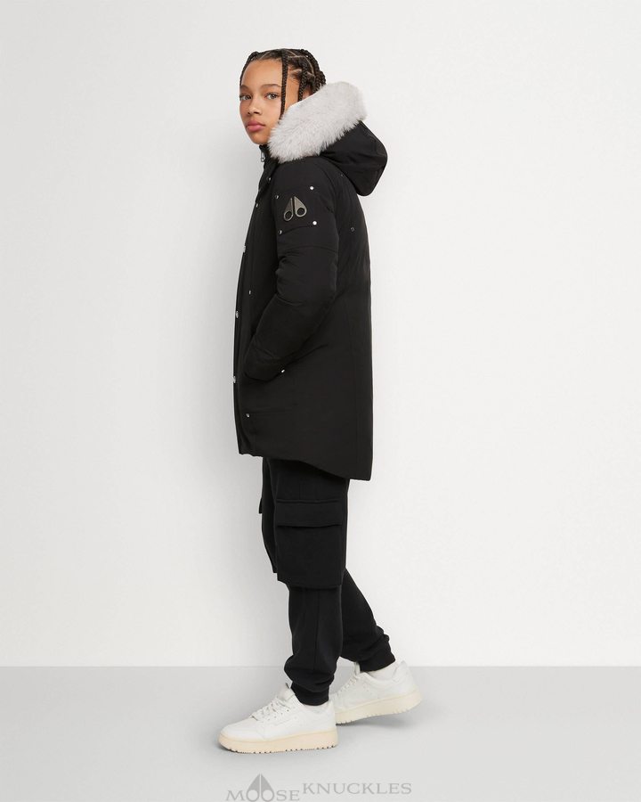 Moose Knuckles Original Parka Shearling Parkas Kinderen Zwart | DIL894167