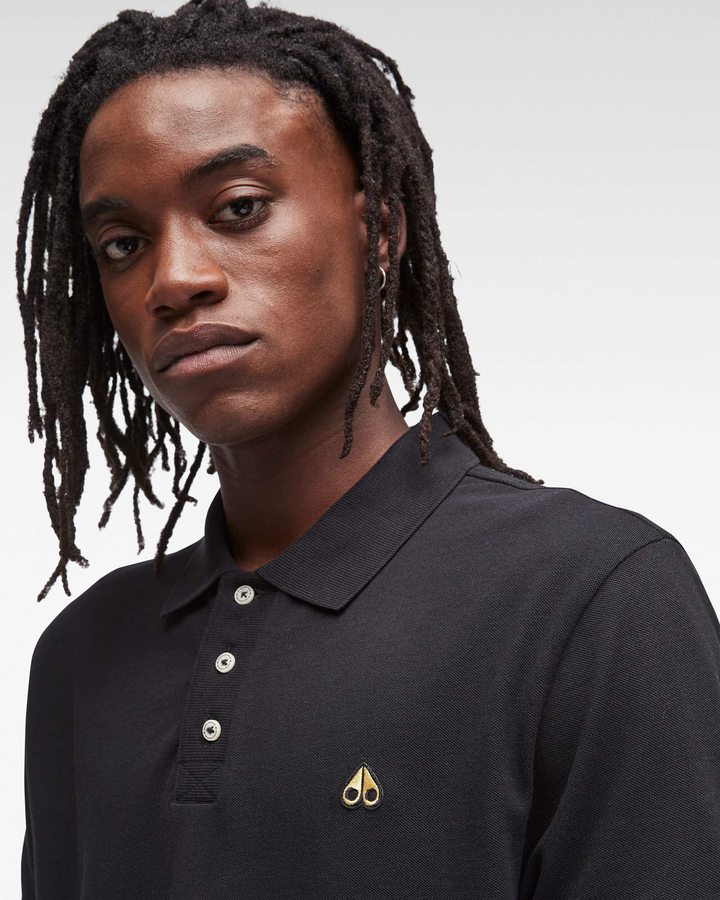 Moose Knuckles Pique Gold Polo Tees Heren Zwart | BXA794802